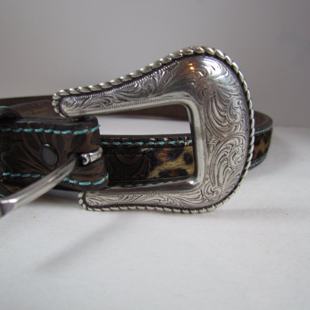 Women's Ariat Western Belt leather lining and leopard skin look on the outside